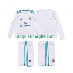 Divisa di Calcio Real Madrid 2017 Retro Bambino Prima 2018 Manica Lunga